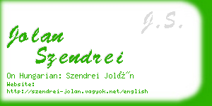 jolan szendrei business card